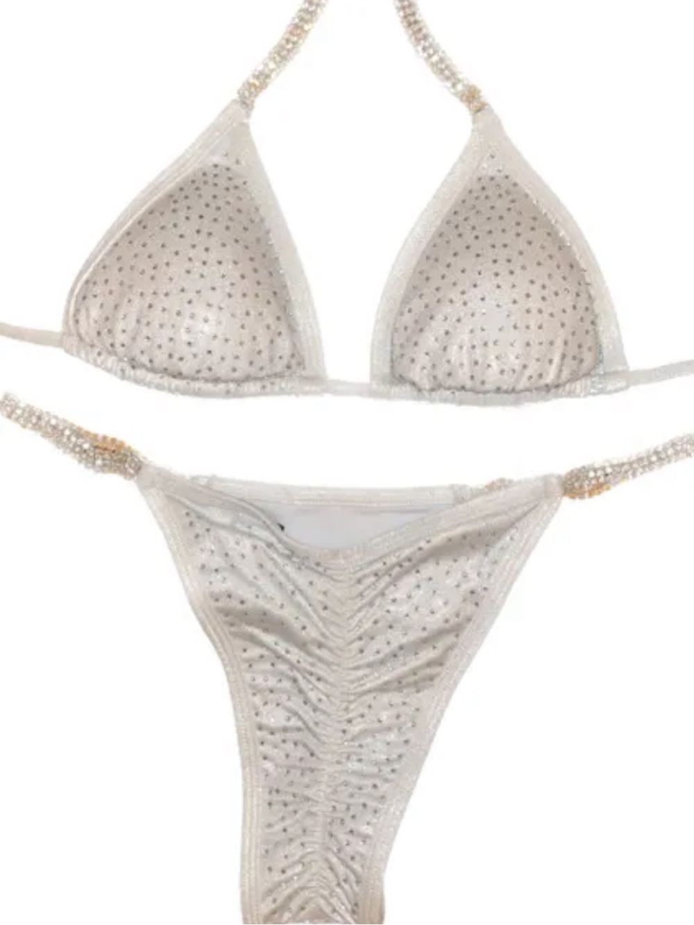 Rhinestone Embellished White Bikini Set